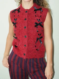 Aggie Knit Vest - Burgundy