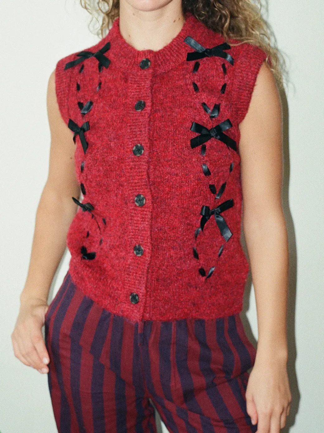 Aggie Knit Vest - Burgundy