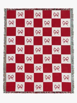 Archie Throw Blanket - Merlot Bow Check