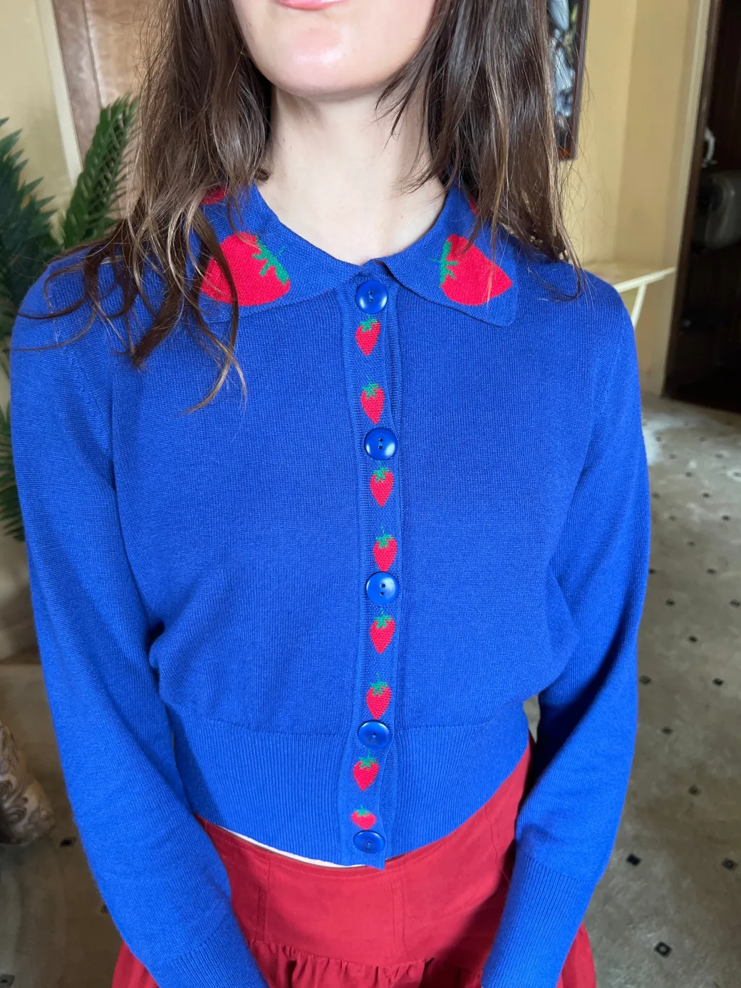 Battenberg Cardi - Blue Strawberry