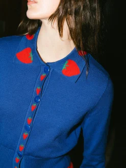 Battenberg Cardi - Blue Strawberry