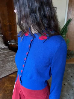 Battenberg Cardi - Blue Strawberry