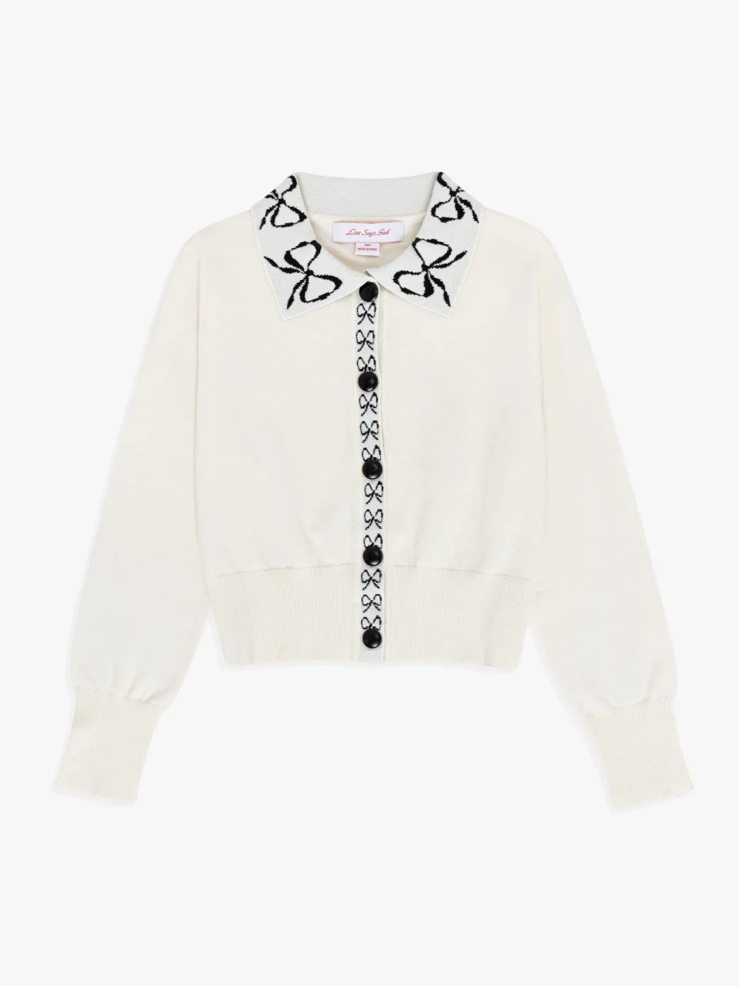 Battenberg Cardi - Ivory Bows