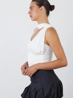 Bella Scarf Top - White