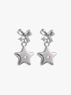 Bellatrix Pink Star Earrings - Silver