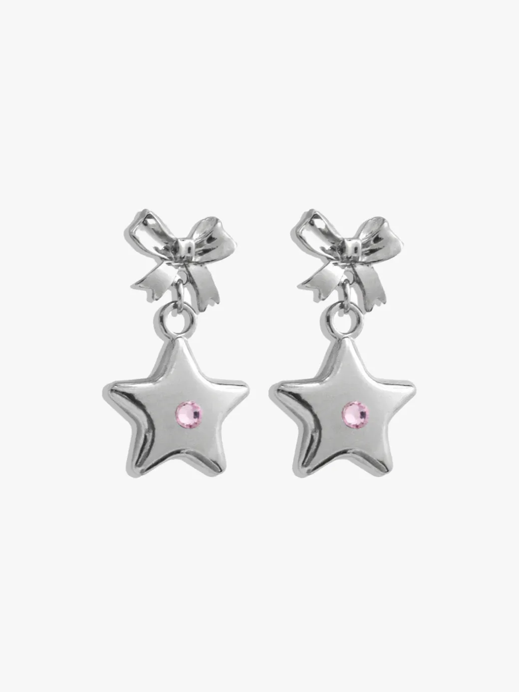 Bellatrix Pink Star Earrings - Silver