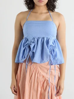 Butterfly Blouse - Azure Pinstripe