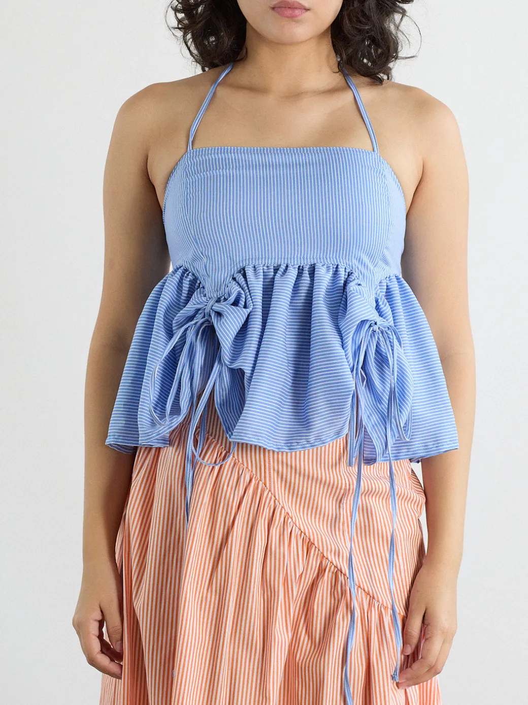 Butterfly Blouse - Azure Pinstripe