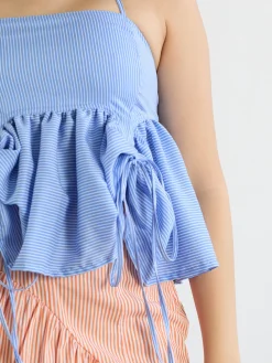 Butterfly Blouse - Azure Pinstripe