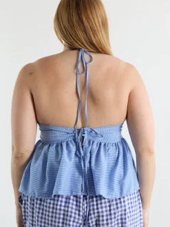 Butterfly Blouse - Azure Pinstripe