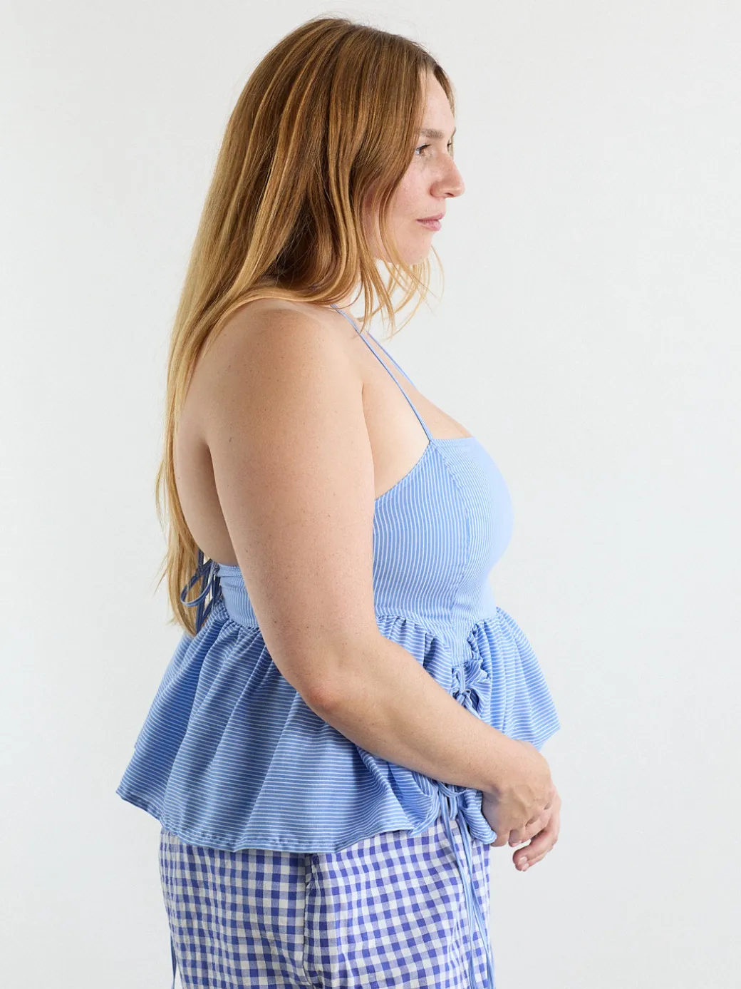 Butterfly Blouse - Azure Pinstripe