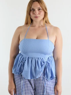 Butterfly Blouse - Azure Pinstripe