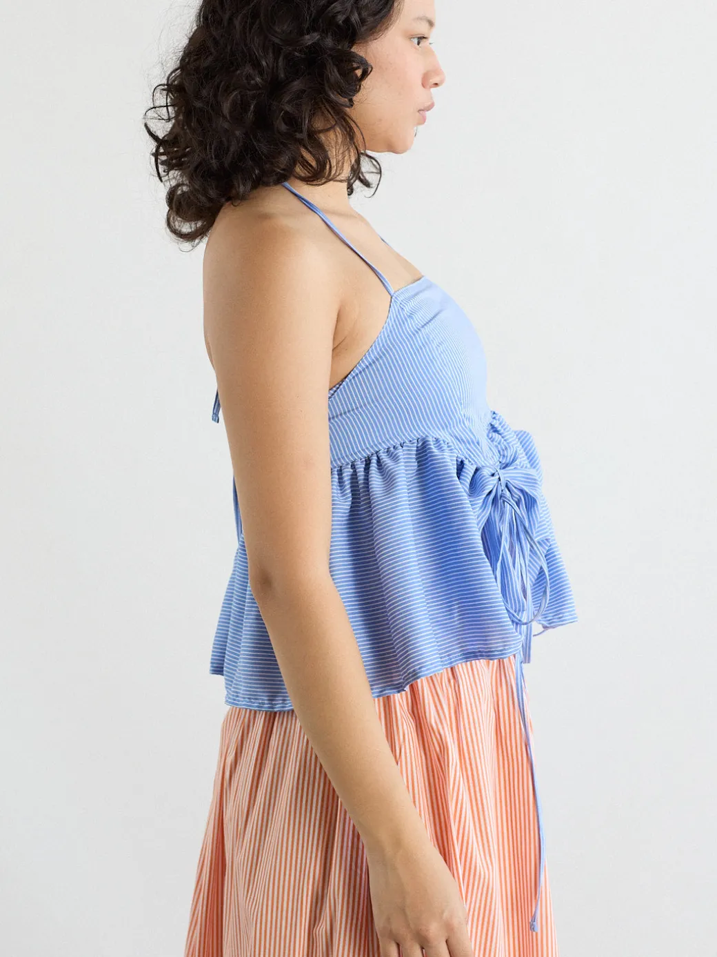 Butterfly Blouse - Azure Pinstripe