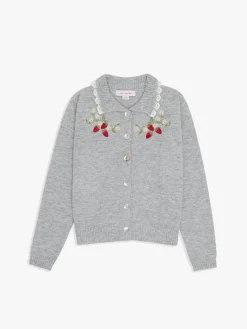 Callie Embroidered Cardigan - Strawberry Vine