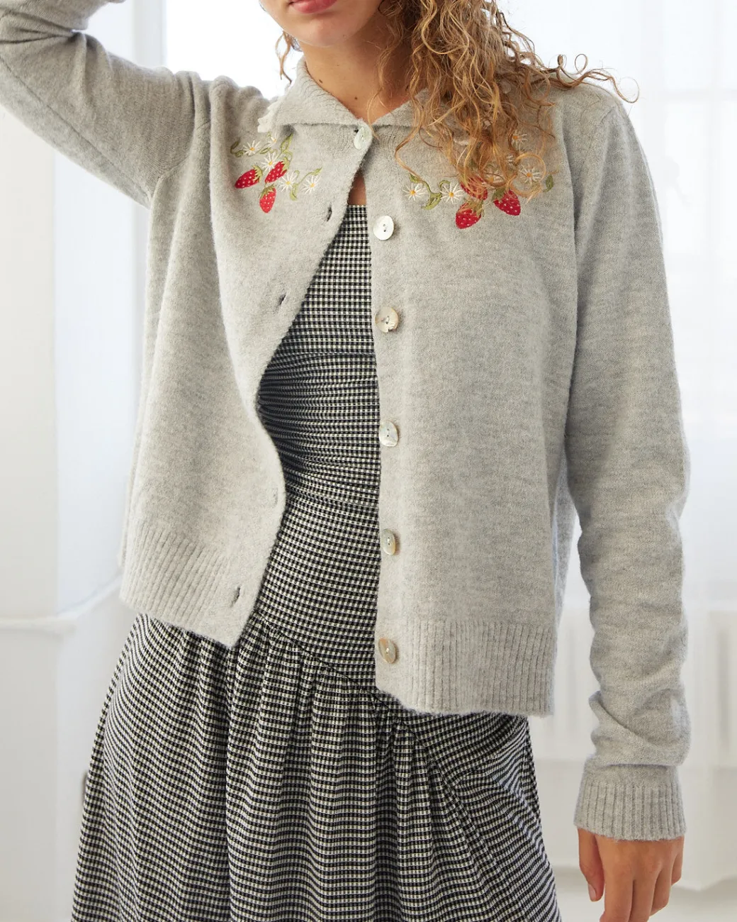 Callie Embroidered Cardigan - Strawberry Vine