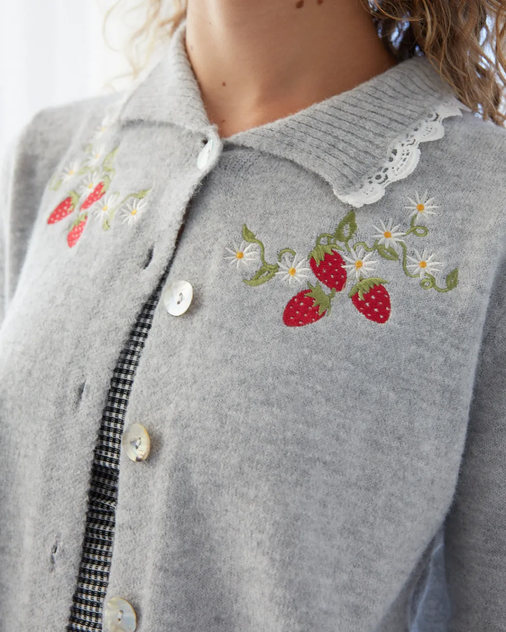 Callie Embroidered Cardigan - Strawberry Vine
