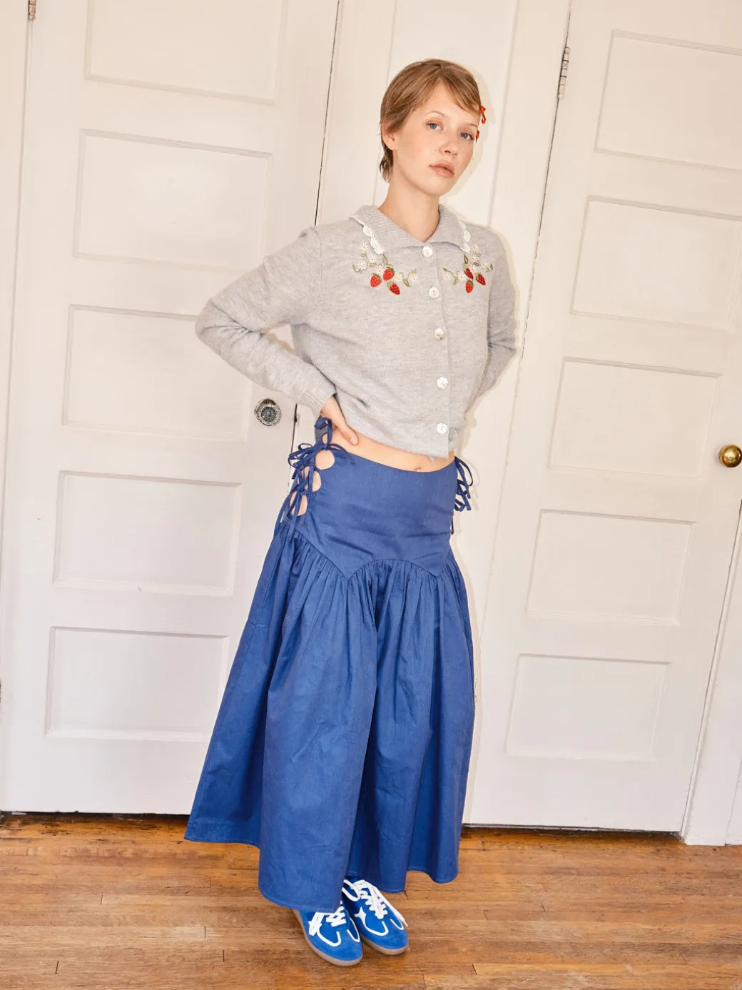Callie Embroidered Cardigan - Strawberry Vine