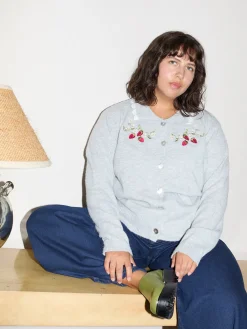 Callie Embroidered Cardigan - Strawberry Vine