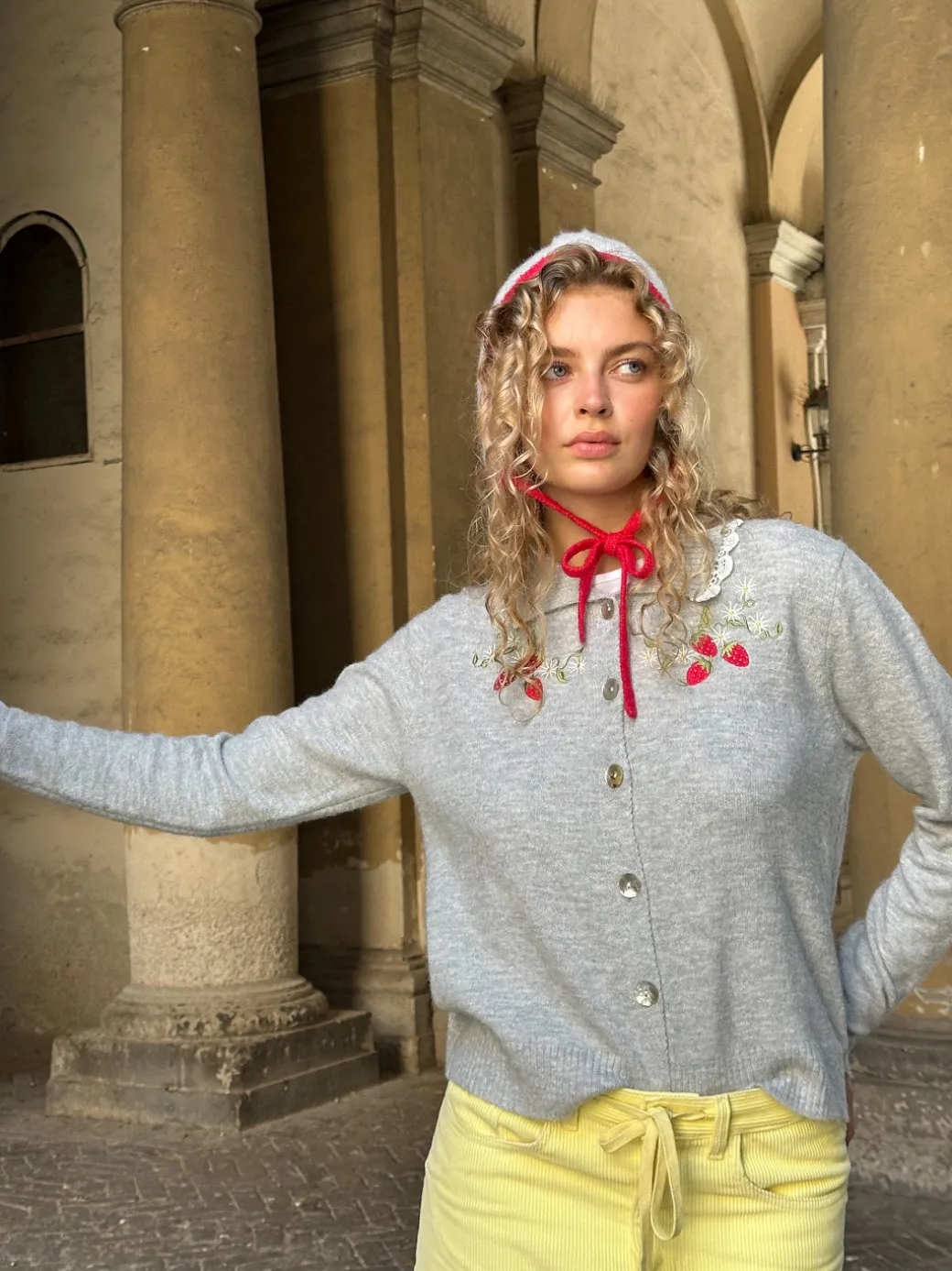 Callie Embroidered Cardigan - Strawberry Vine
