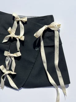 Cut-Out Blazer Skirt - Black/ Measuring Tape