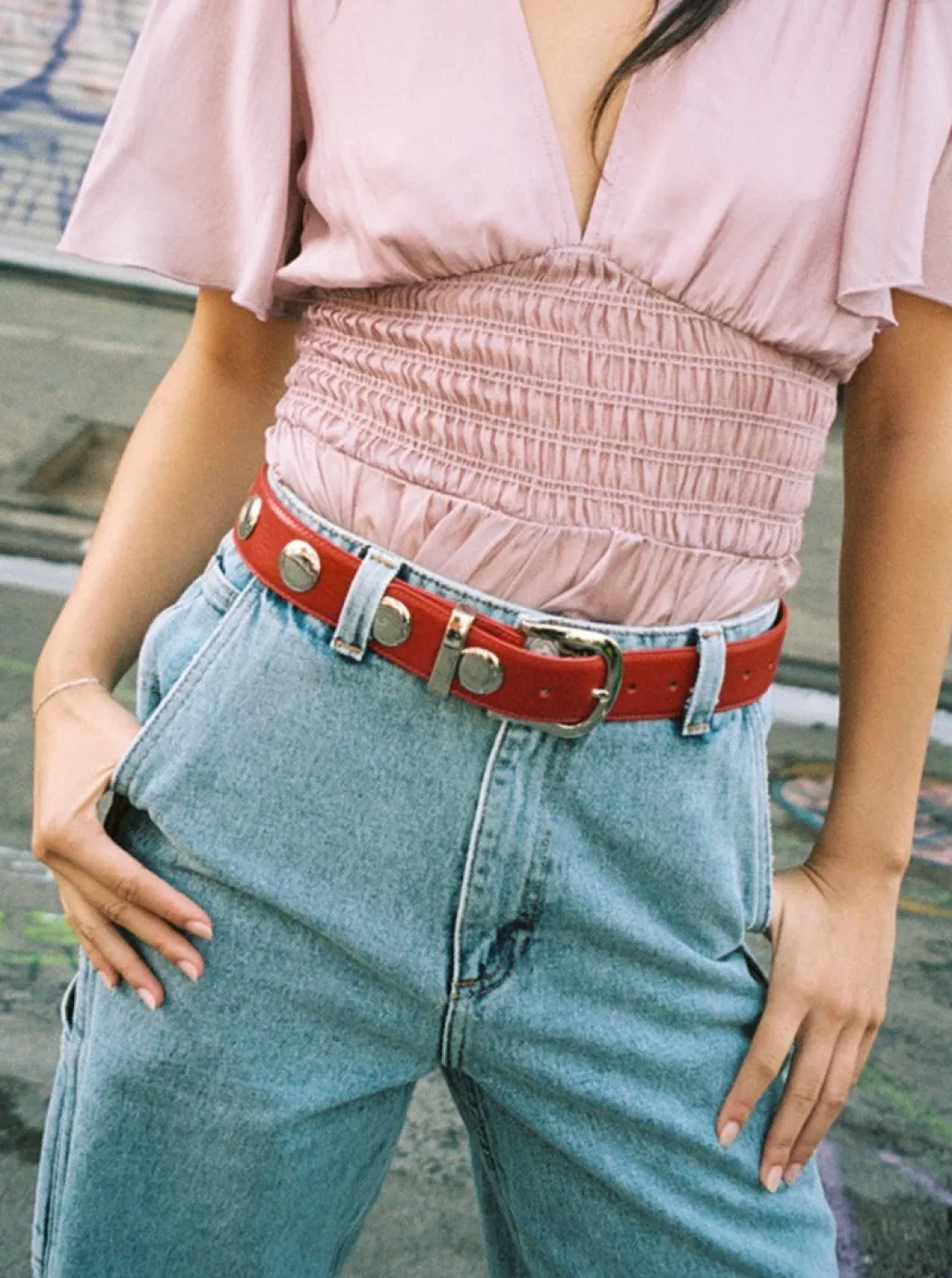 Emery Grommet Belt - Scarlet