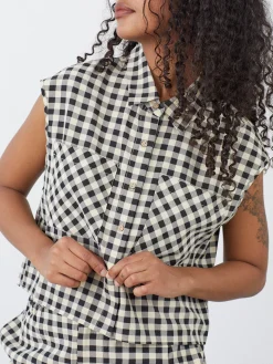 Estelle Button Down - Black Gingham
