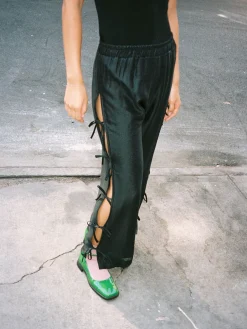 Evelyn Tie Pant - Black Organza
