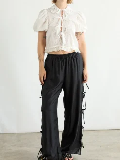 Evelyn Tie Pant - Black Organza