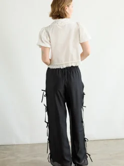 Evelyn Tie Pant - Black Organza