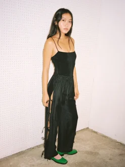 Evelyn Tie Pant - Black Organza