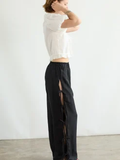 Evelyn Tie Pant - Black Organza