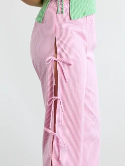 Evelyn Tie Pant - Pink Stripe