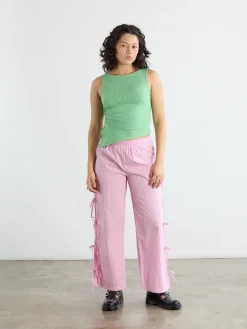 Evelyn Tie Pant - Pink Stripe