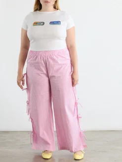 Evelyn Tie Pant - Pink Stripe