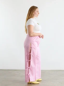 Evelyn Tie Pant - Pink Stripe