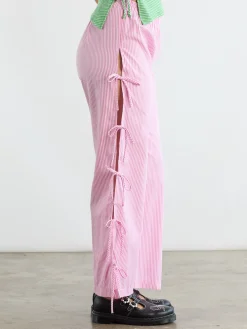 Evelyn Tie Pant - Pink Stripe