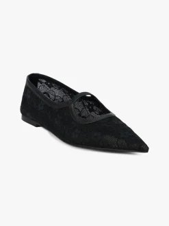 Fleur Lace Flat - Black