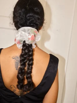 Flower Filled Mini Scrunchie - Red/White