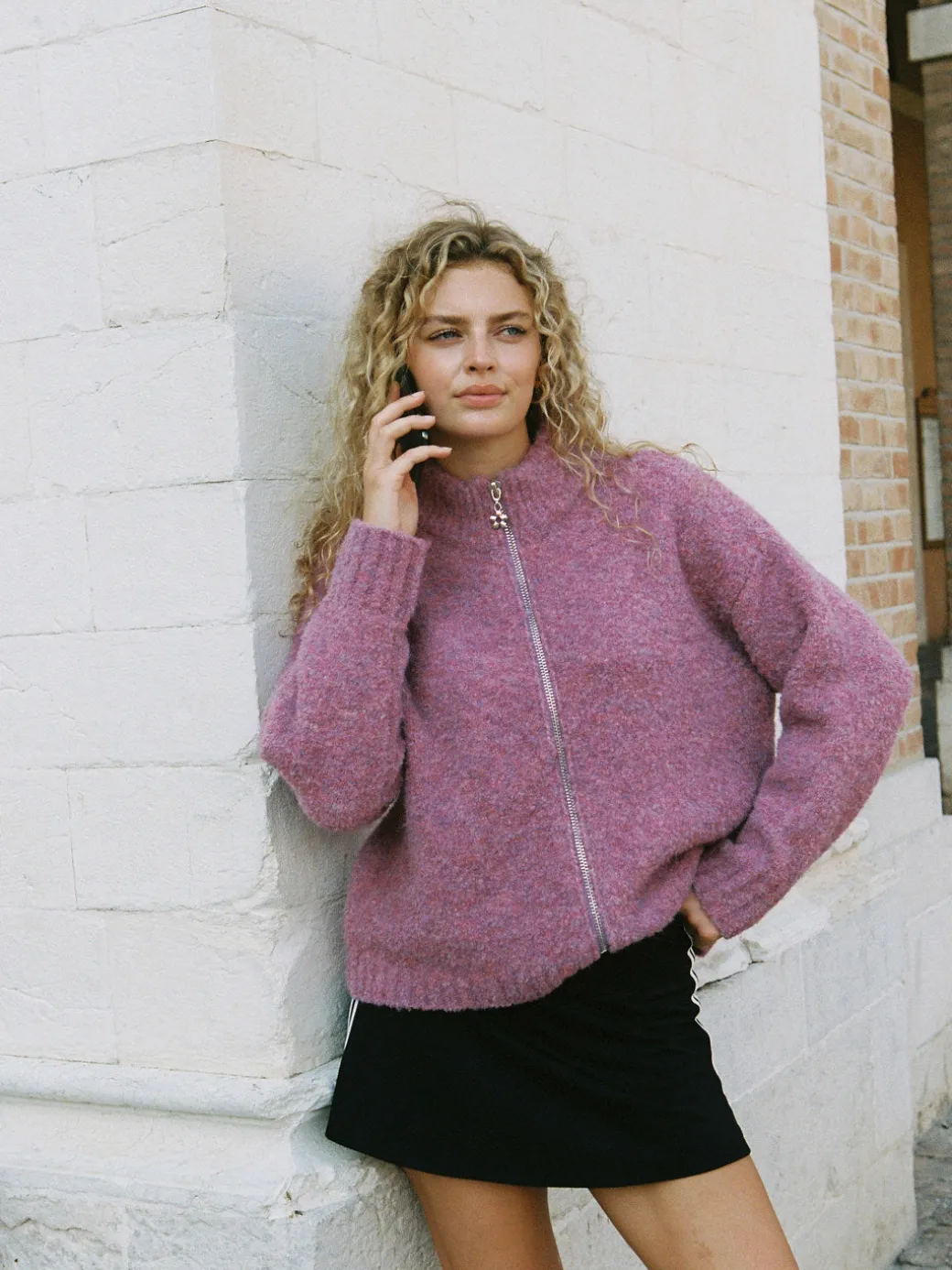 Gemma Zip Up - Pink Marble
