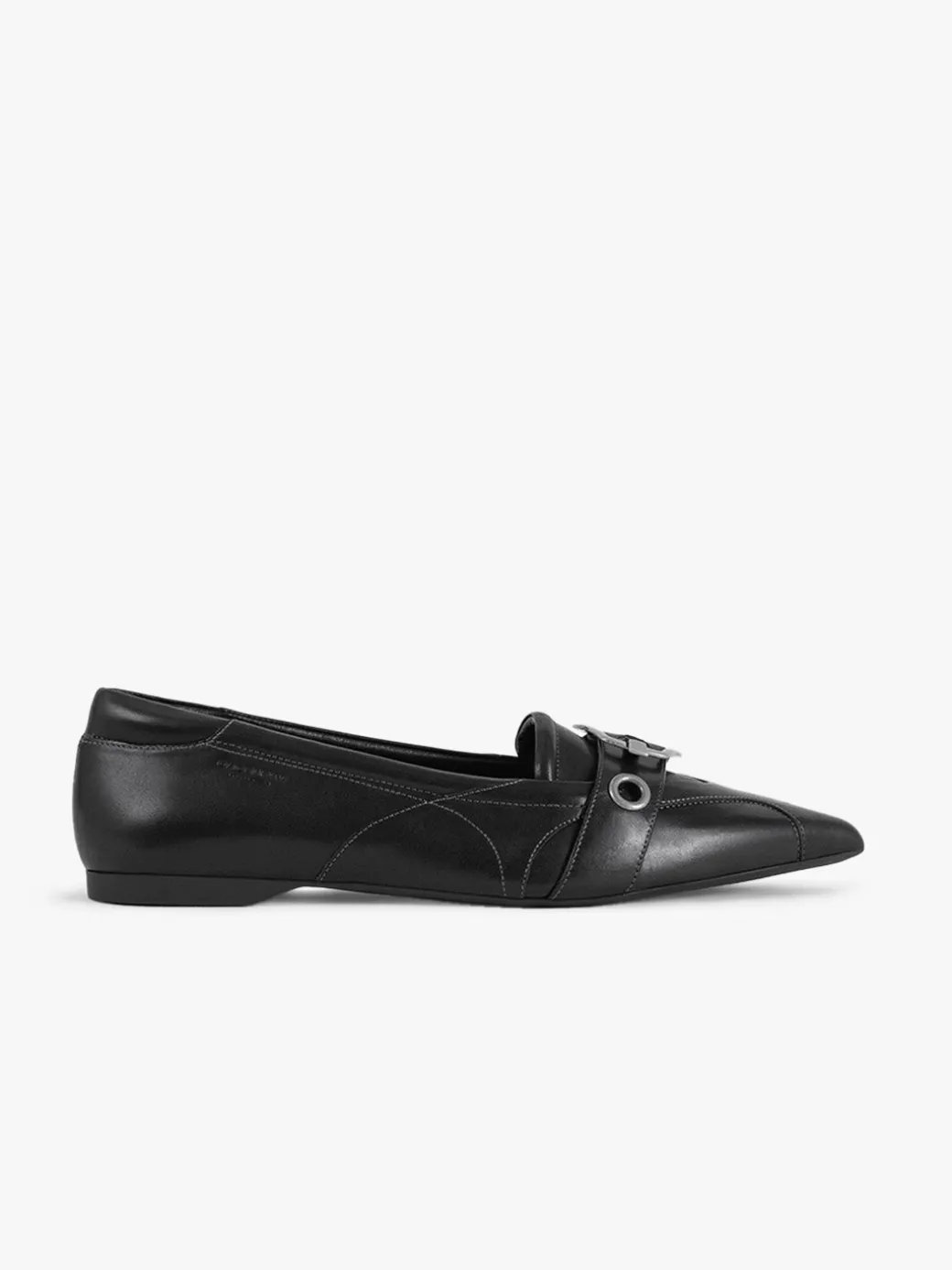Hermine Pointed Buckle Flat - Black