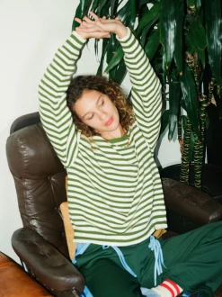 "I Can't Believe it's Not Vintage" Crewneck - Green Stripe