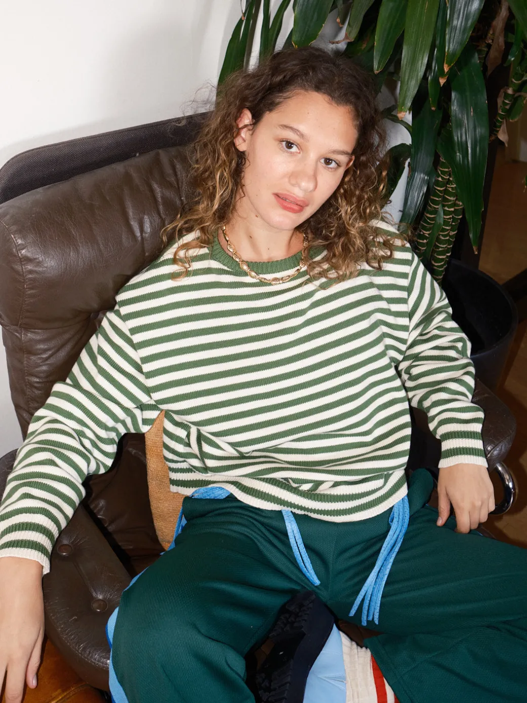 "I Can't Believe it's Not Vintage" Crewneck - Green Stripe