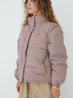 Jennifer Check Puffer - Chocolate