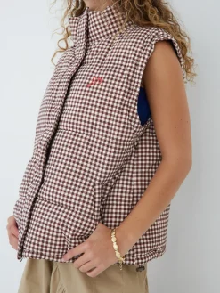 Jennifer Check Puffer - Chocolate