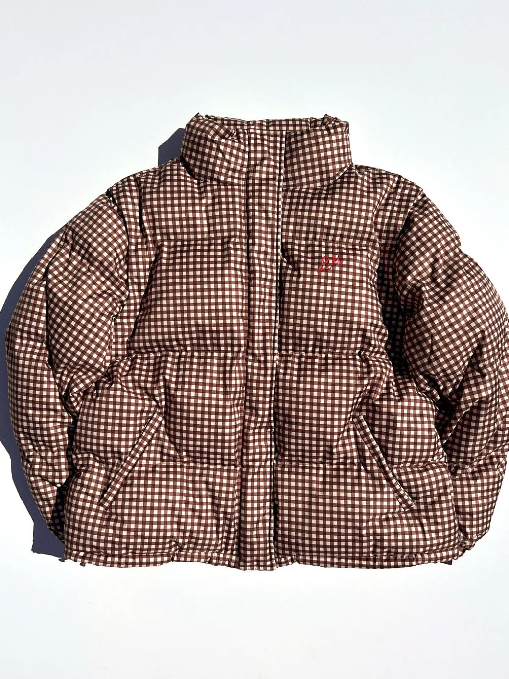 Jennifer Check Puffer - Chocolate