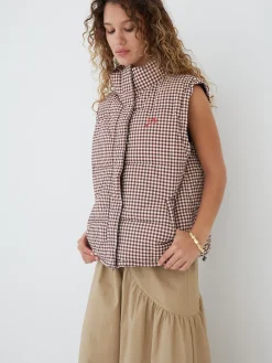 Jennifer Check Puffer - Chocolate