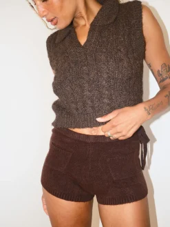 Knit Shorts - Brown