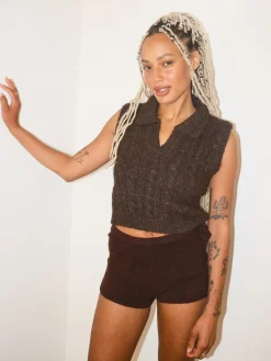 Knit Shorts - Brown