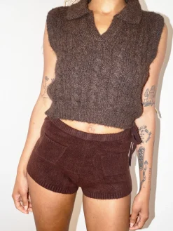 Knit Shorts - Brown