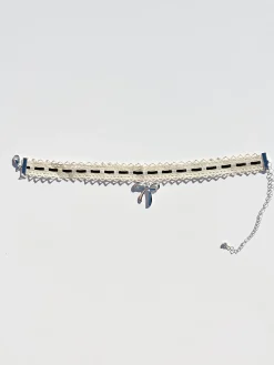 Lace Bow Choker - Black/Silver
